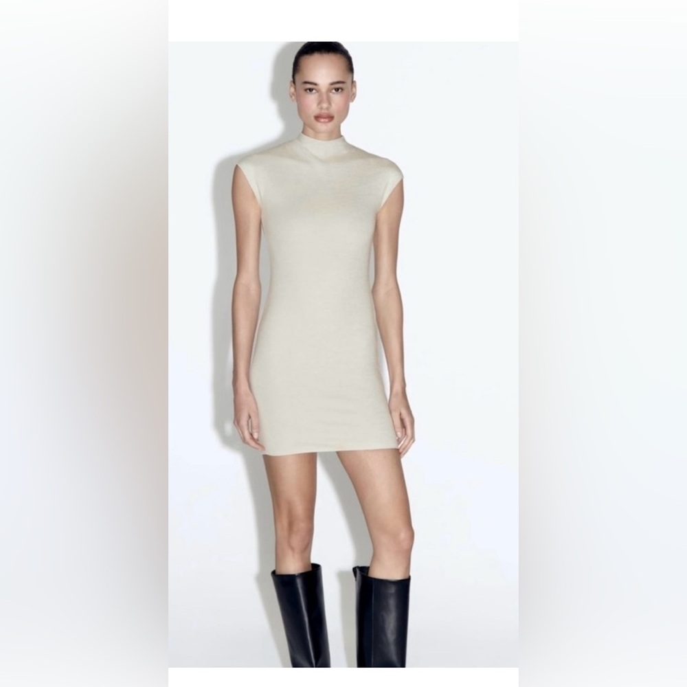 Zara Cream Cap Sleeve Mini Dress